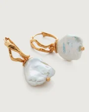 Large Pearl Hoop Earrings